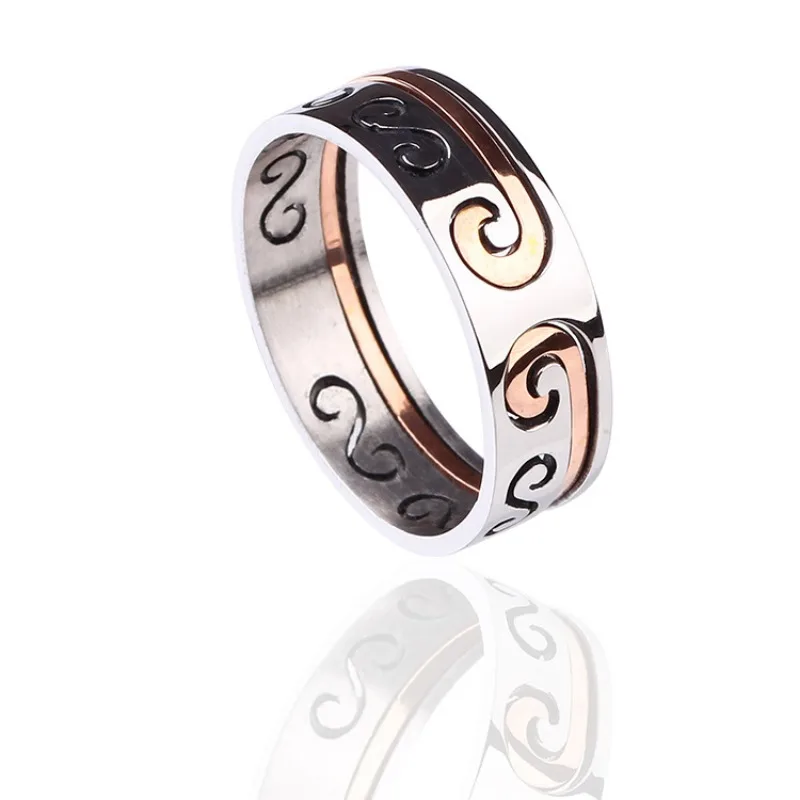 Love you for ten thousand years, tight hoop couple titanium steel hollow ring fashion Valentine's Day Monkey King ring