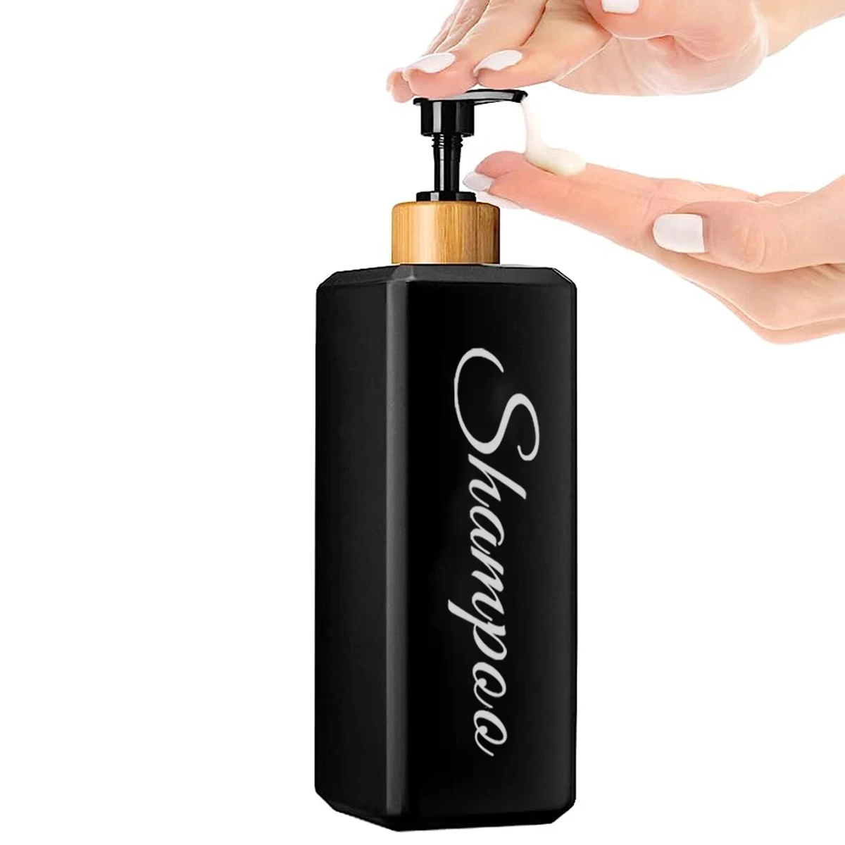 500ml Bathroom Dispensers Square Shampoo Shower Gel Body Wash Dispensers Refillable Bamboo Pump Bottles Lotion Containers - Image 5