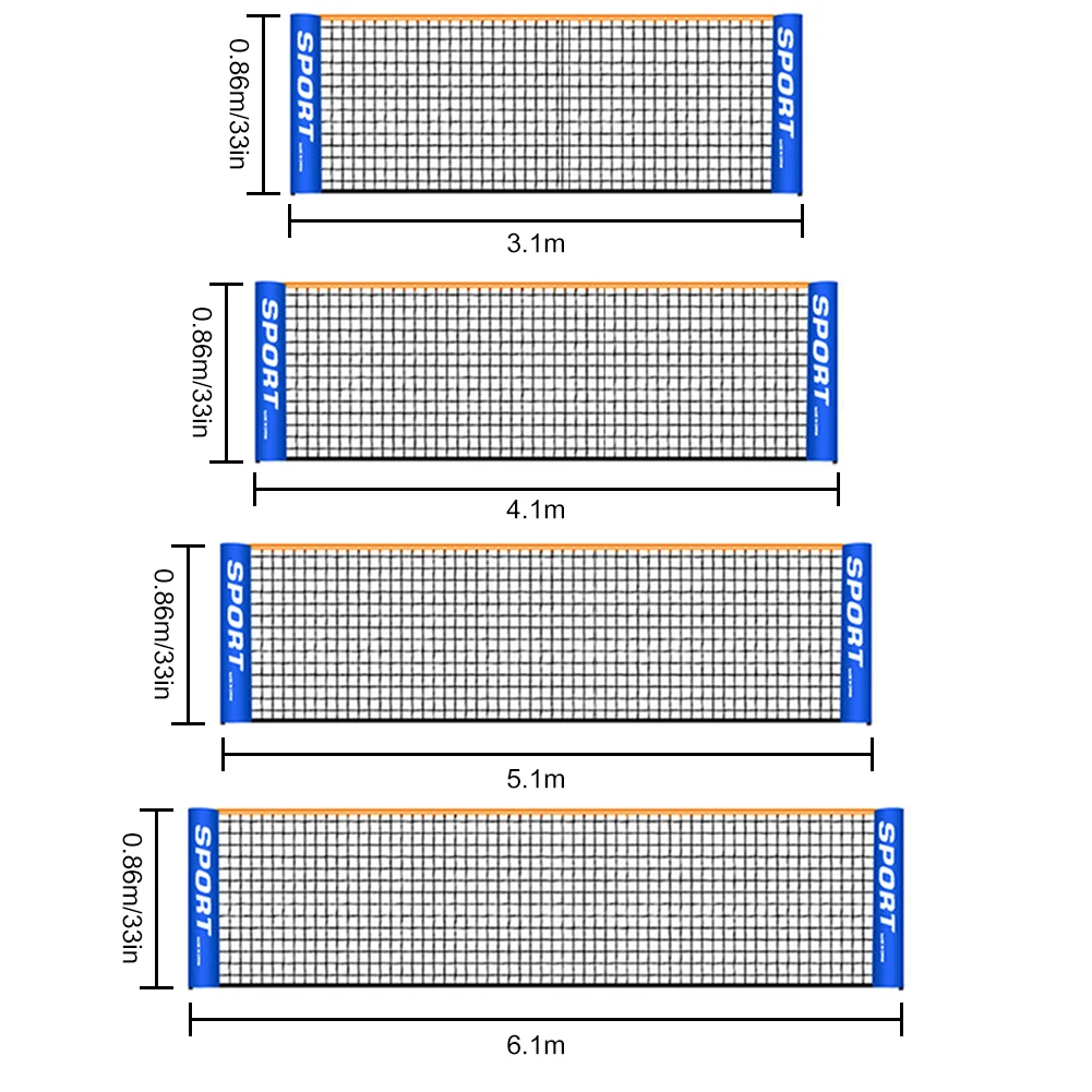 Portable Folding Standard Professional Badminton Net Indoor Outdoor Sports Volleyball Tennis Square Nets Mesh 3M/4M/5M/6M
