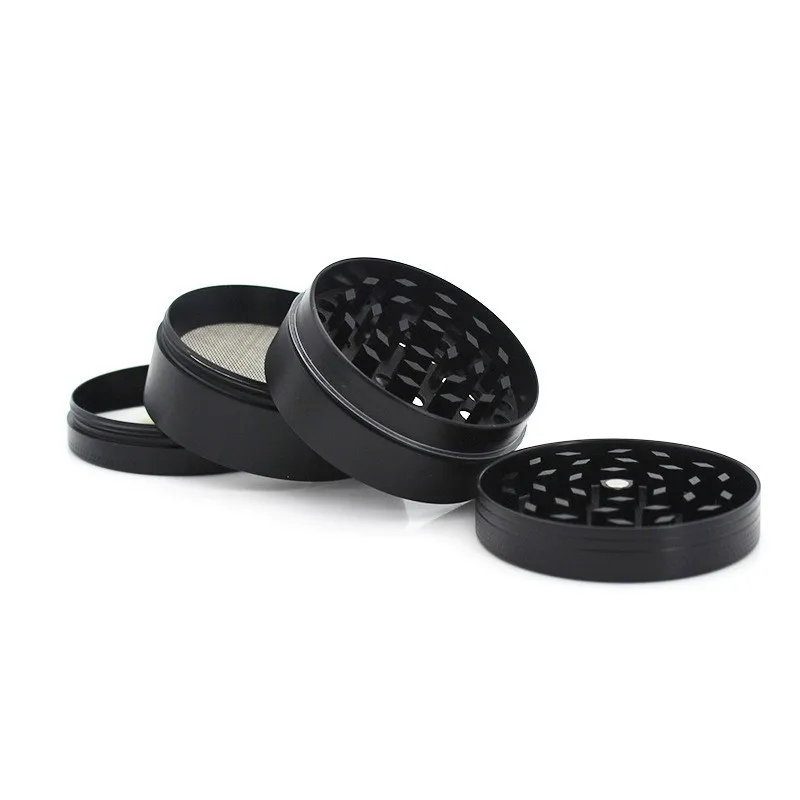 Black 4 Layers Aluminium Herb and Spice Grinder 40mm Grinder Metal with Scraper Portable Food Mill Zinc Alloy Smooth Grinding
