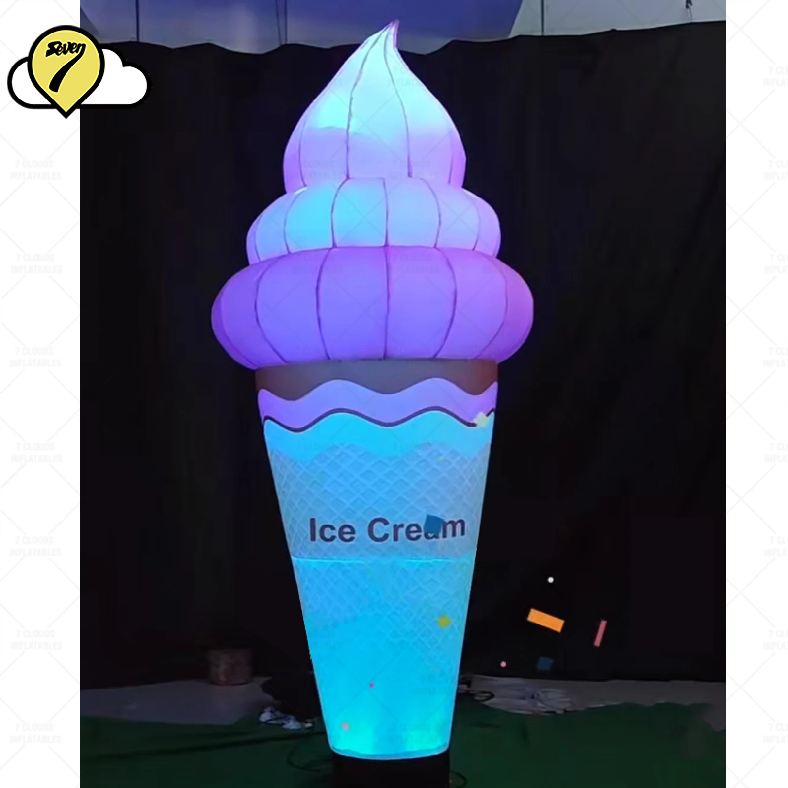 3m Giant Inflatable Ice Cream Decoration With LED Light For beverage shop Advertising Promotional Inflatable Toy Ice Cream Model