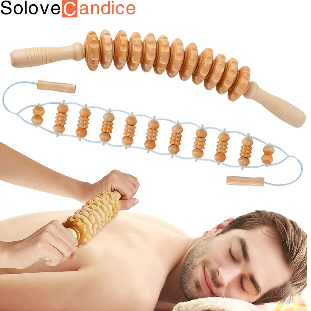 WoodMassageTherapyToolsWoodRollerStickMaderoterapiaKitWooden