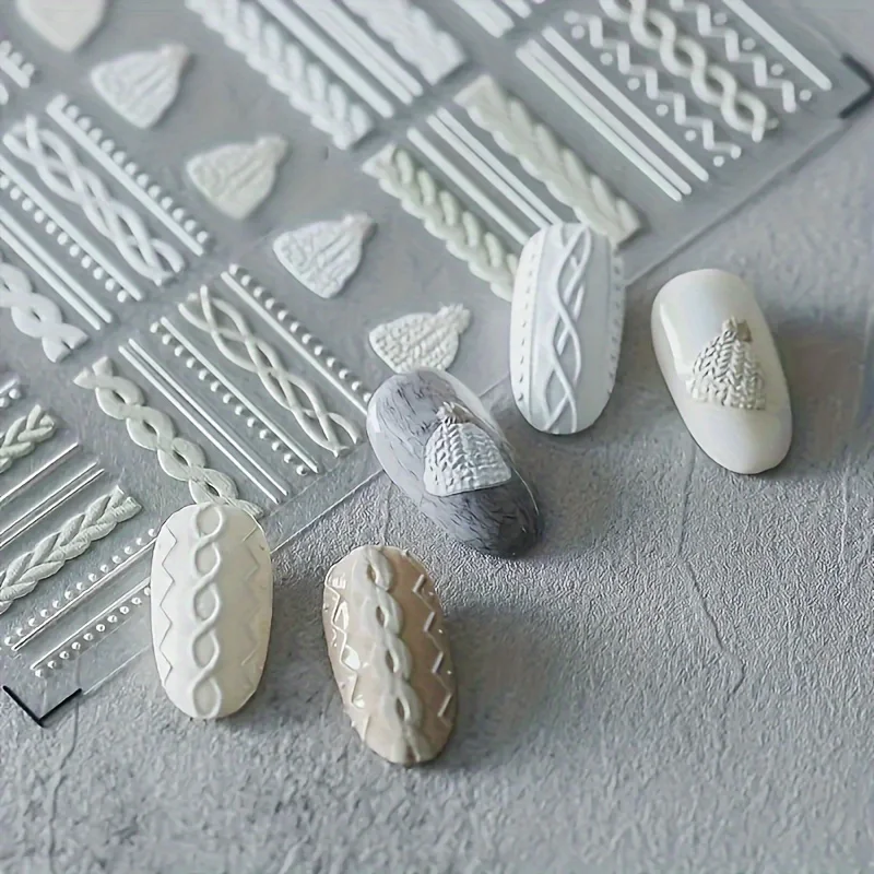 1pc Elegant Sweater Pattern Nail Stickers - Matte Finish,Self-Adhesive,Single Use,Cartoon Design,Ideal for Nail Art & Decoration