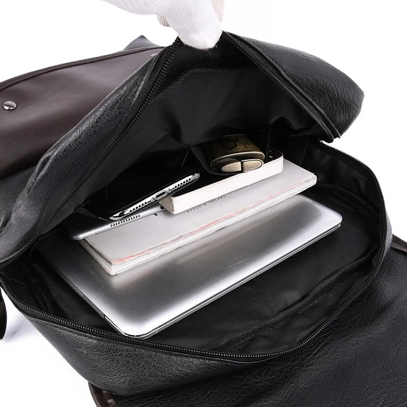 Nuovo zaino Borsa retrò alla moda da uomo Borsa per computer da lavoro Viaggio nel fine settimana Zaino in pelle impermeabile e resistente di grande capacità - immagine 2