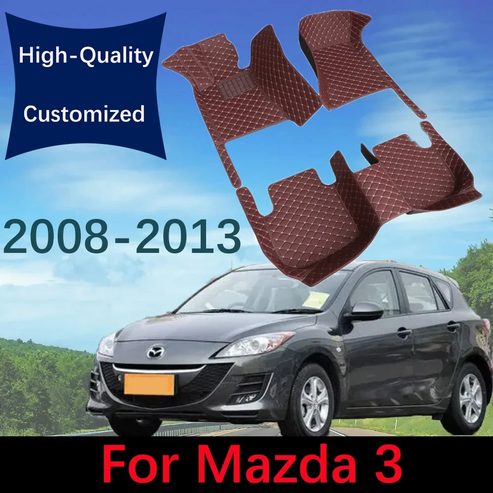 

Custom Leather Car Floor Mats For Mazda 3 2008 2009 2010 2011 2012 2013 Automobile Carpet Rugs Foot Pads Interior Accessories