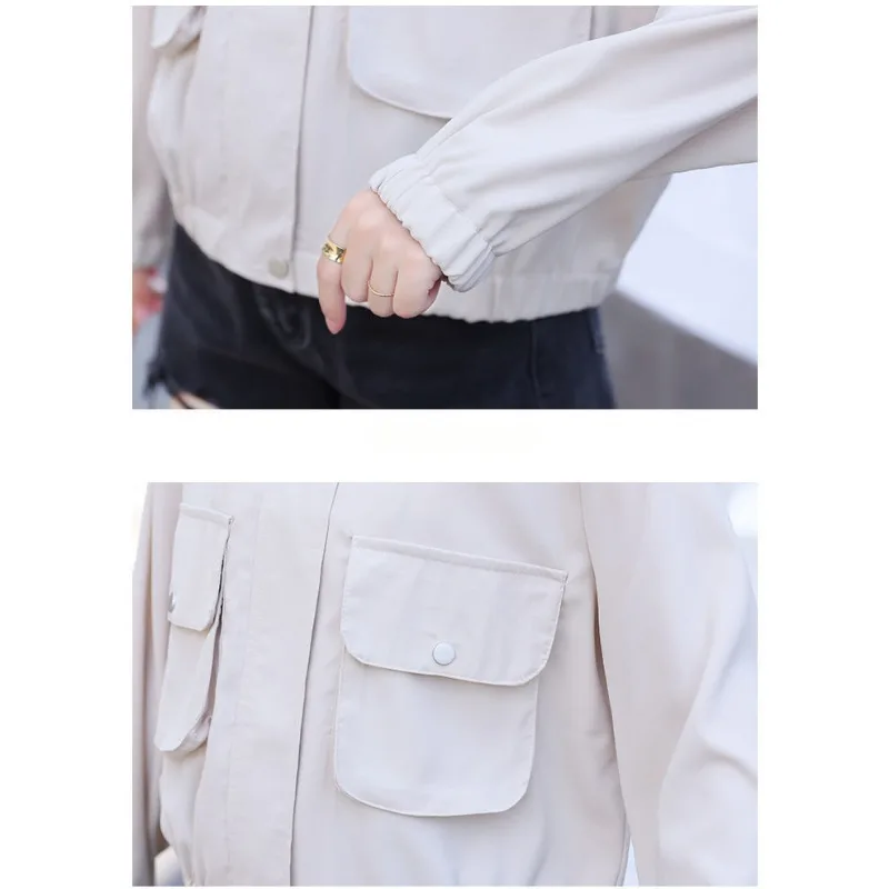 2024 Spring New Women Loose All-Matching Short Jacket Retro Solid Color Stand Collar Fashion Outwear Korean Style Casual Outcoat