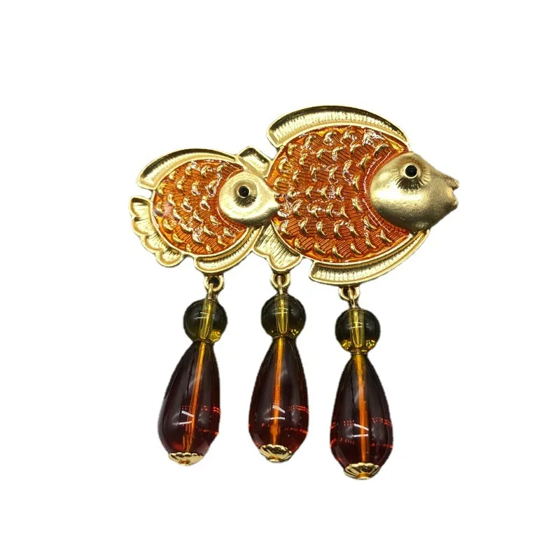 Broche émaillée Poisson Exotique Bleu Et Strass – Bijou Fantaisie Pour Femme, Style Original