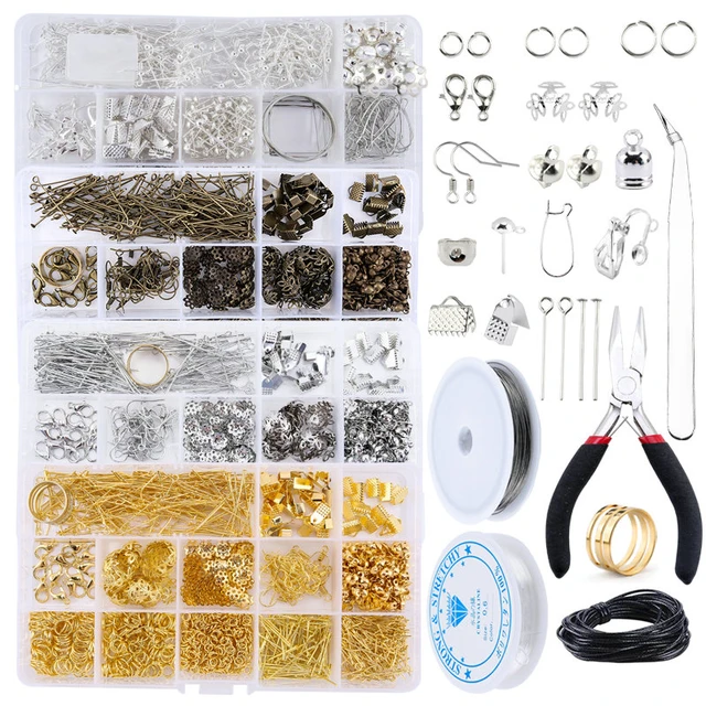 Jewelry Making Supplies Kit with Jewelry Tools Open Jump Rings Lobster  Clasps Crimp Beads Earring Hooks Accessories for Jewelry