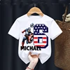 Summer 2024 Captain America Birthday Personalize Name Boy Shirt 2 3 4 5 6 7 8 9 Marvel Birthday Girl White Short Sleeve T-Shirt 2