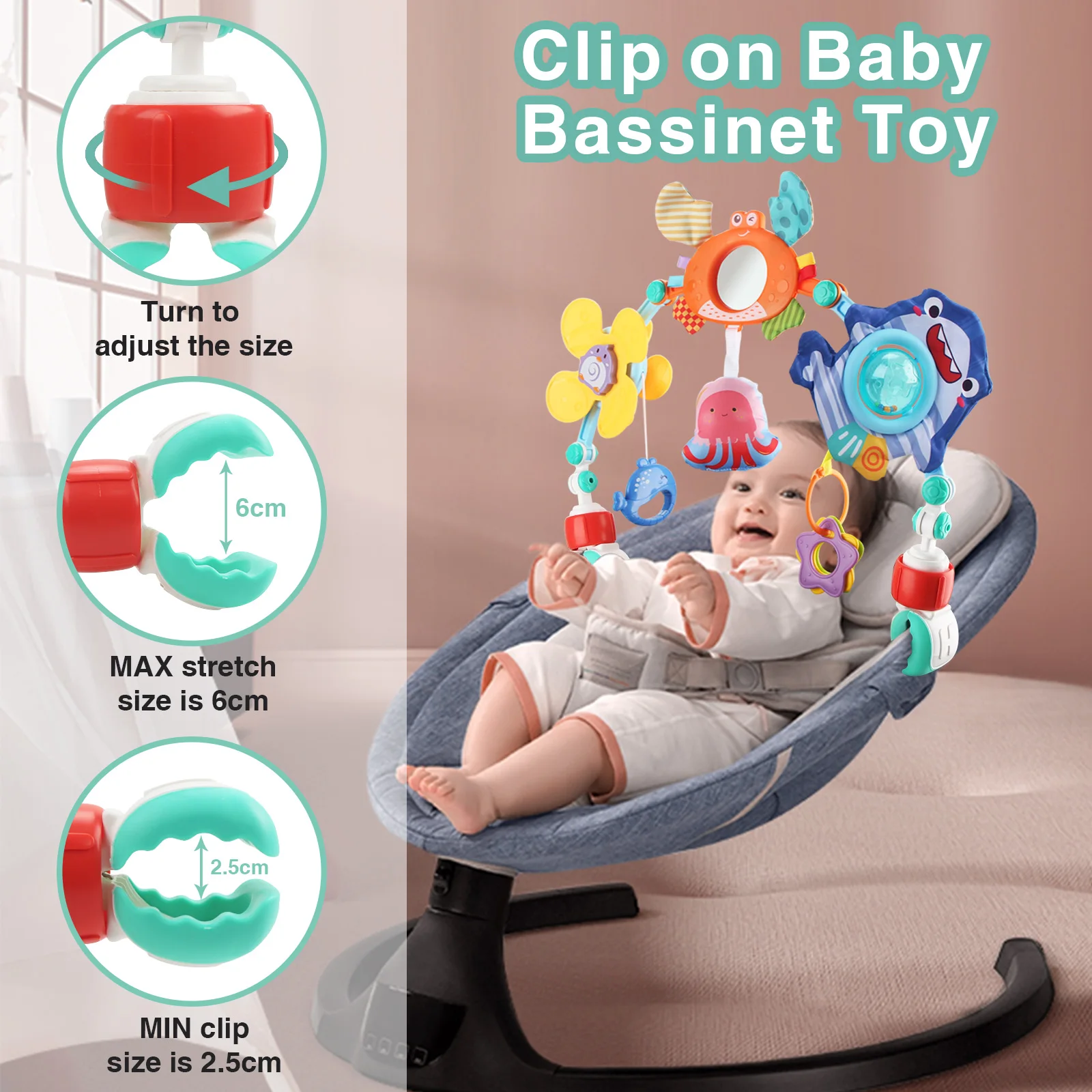 Baby Stroller Arch Toys Bouncer Toy Pram Activity Arch Toys Fine Motor Skills Toys Sensory Development Arch Baby Car Seat Toys 3