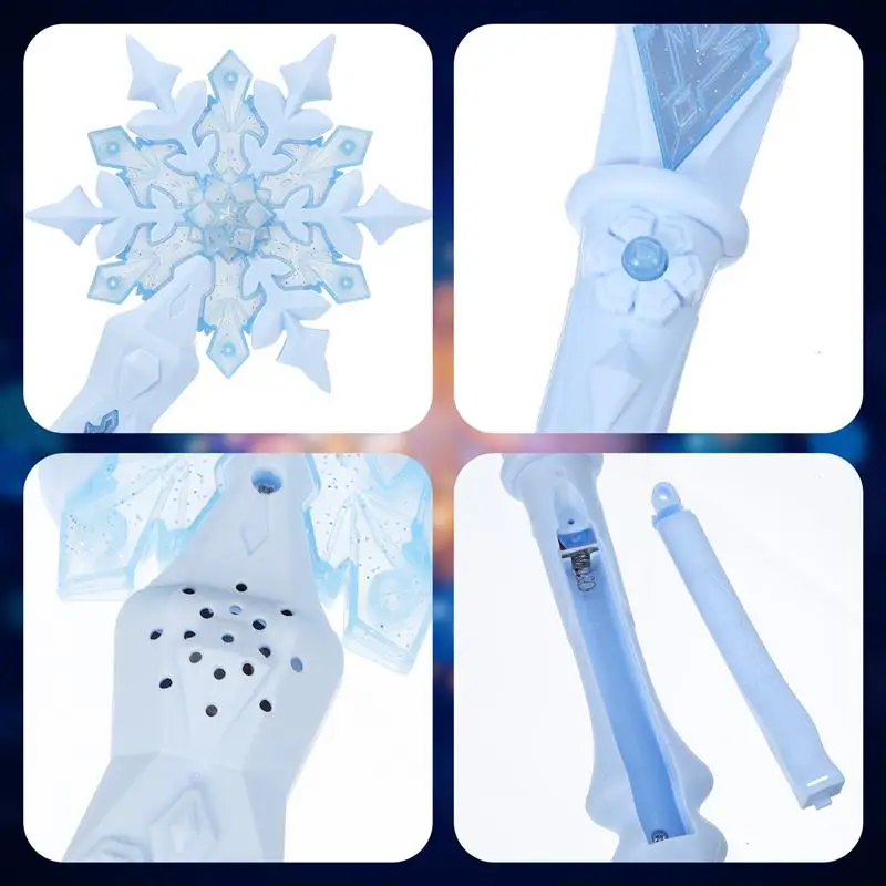 Niumowang Bacchetta Magica Bambina, Luminosa con Fiocco di Neve e Suono LED, per Principesse e Fate (Blu