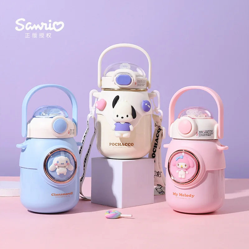 

Sanrio Stainless Steel Suction Cup Cute Cartoon My Melody Kuromi Cinnamonroll Pochacco 3D Toy Children's Warm Cup Holiday Gift