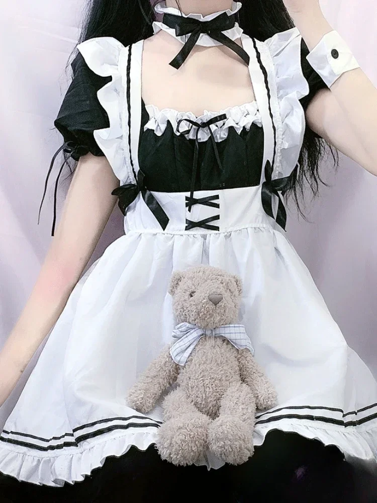 Maid Lolita Chemise Cosplay Role Playing Costumes For Party Club Stage Apparel Bow Ties Ball Gowns Waitress Uniform Plus