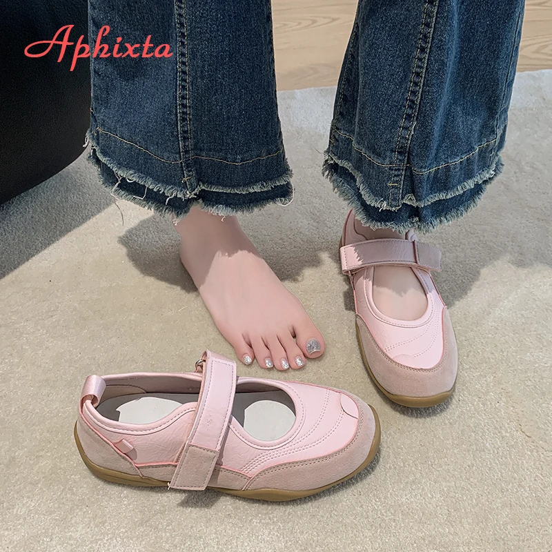Aphixta Flat With Women Loafers Patchwork Flats Hook Loop Height Increasing Casual Shoes Pink Loafers Comfortable Woman Shoes