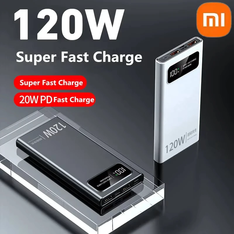 Xiaomi 200000mAh Power Bank 120W Super Fast Charger Large Capacity Mobile Power Portable External Battery Digital Display