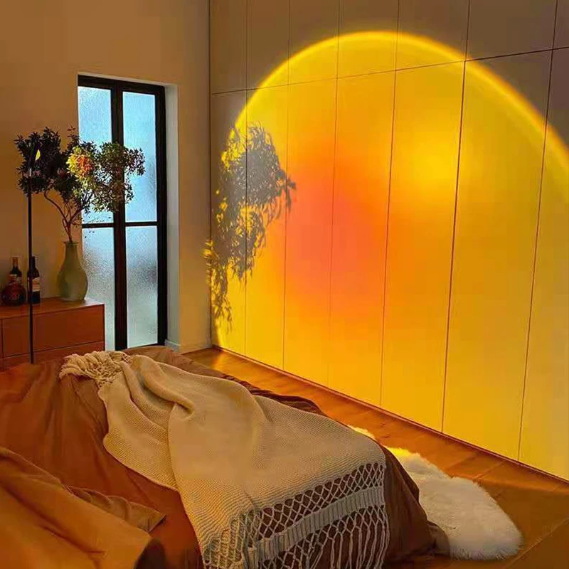USB Sunset Rainbow Projection Lamp Atmosphere Night Light Photography Lighting Background Lights Home Wall Decor Lights