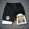 Funny Cat Print Running Shorts Men Sportswear Y2k Animal Pattern Gym Quick Dry Short Pant Summer Fitness Double-deck Short Pant 6