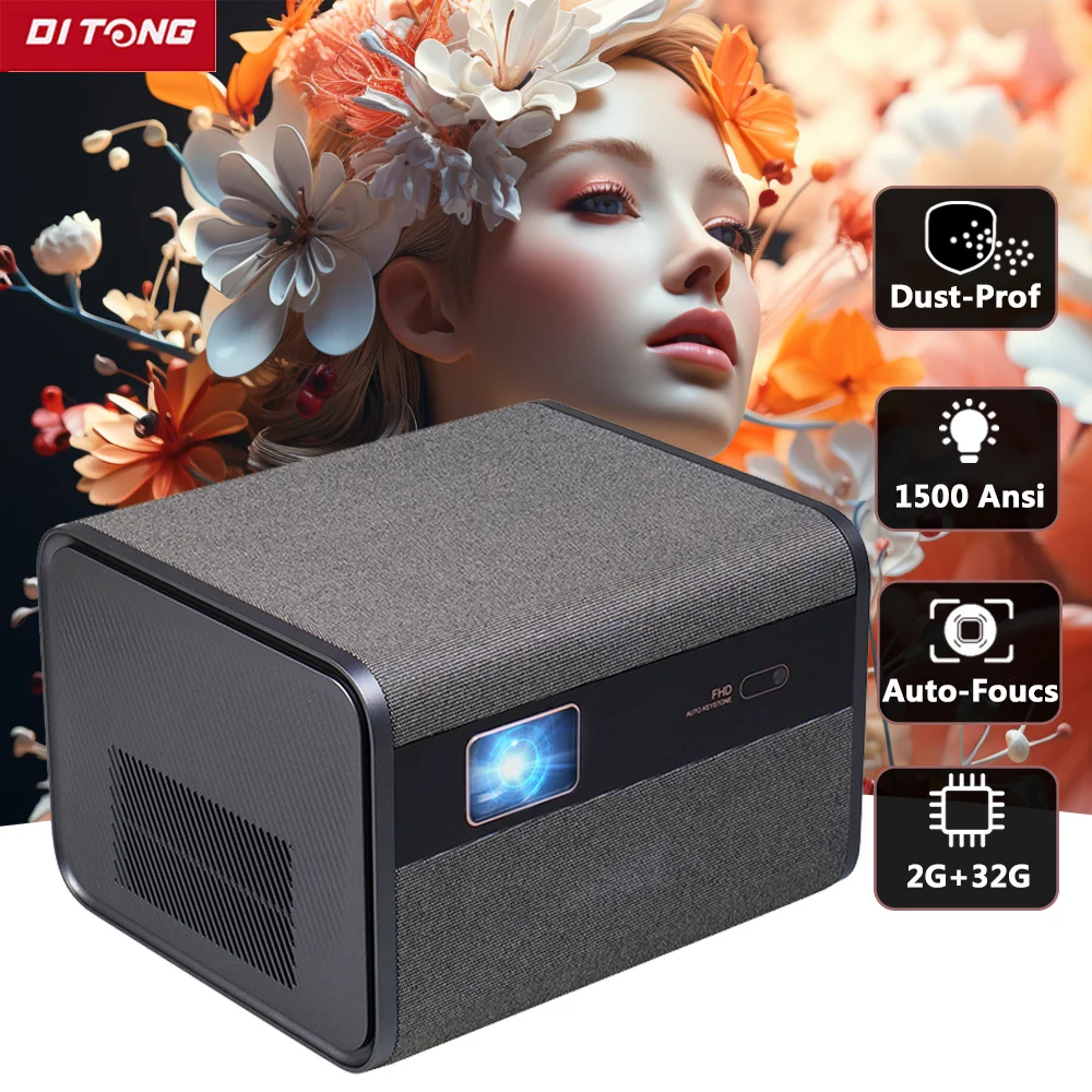 2025 NEW DITONG J10 projector 1920 * 1080P autofocus 4k HD video outdoor mobile phone Android smart home theater LED projector 2