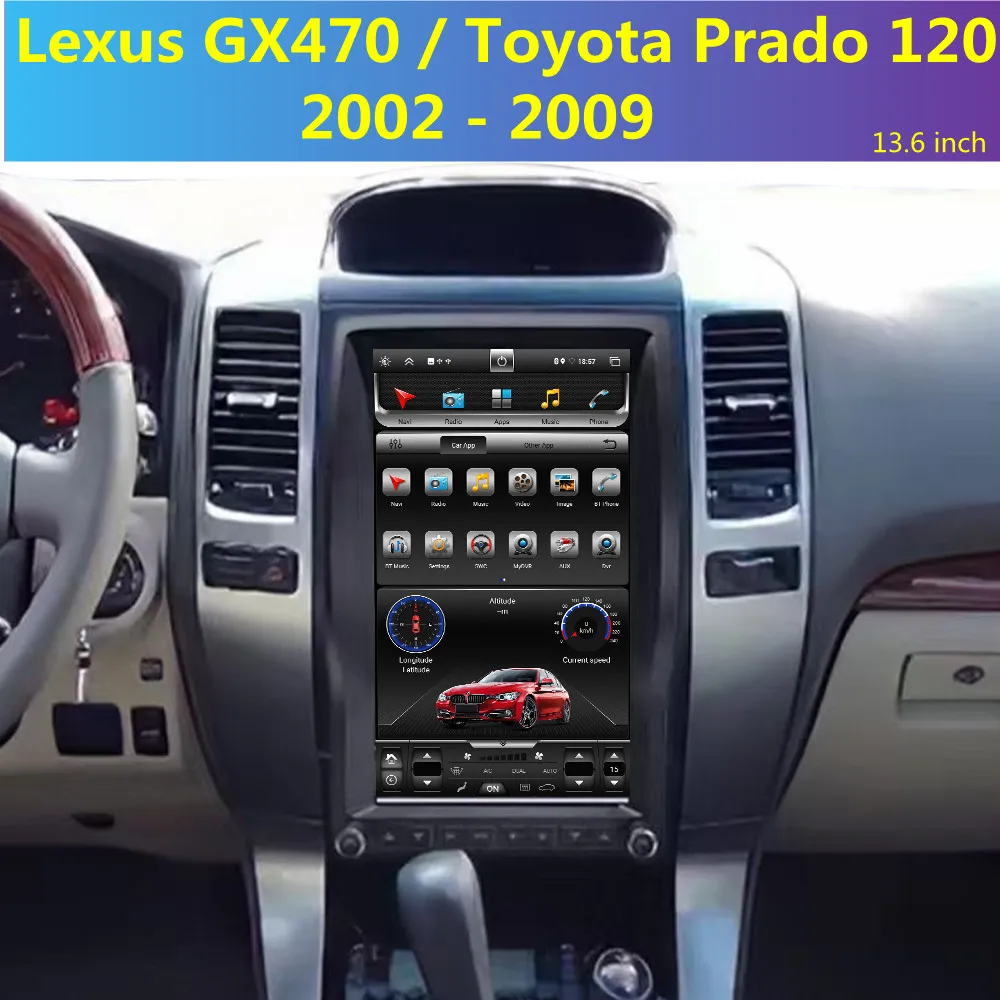 

128G Android Car Radio Multimedia Video Player For Lexus GX470/Toyota Prado 120 2002 - 2009 Tesla Screen GPS Navig 2Din Headunit