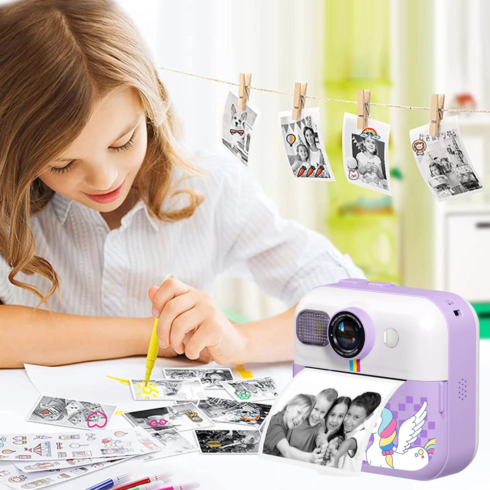 Kids Mini Instant Print Camera 2.4 Inch Screen Thermal Printing Camera 48MP 1080P Video digital camera