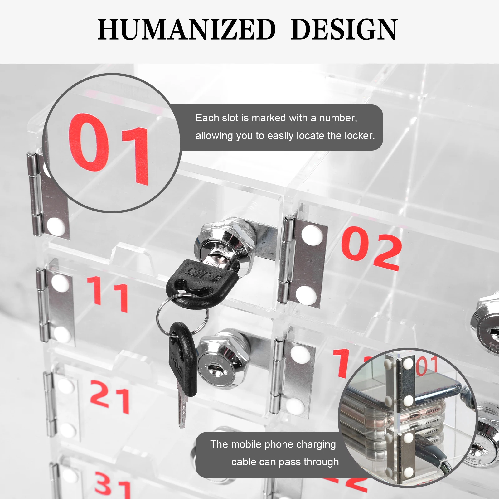 Phone Jail Storage Cabinet with Door Locks and Keys Cell Phone Storage Box Clear Acrylic for School Factory Office Classroom Gym