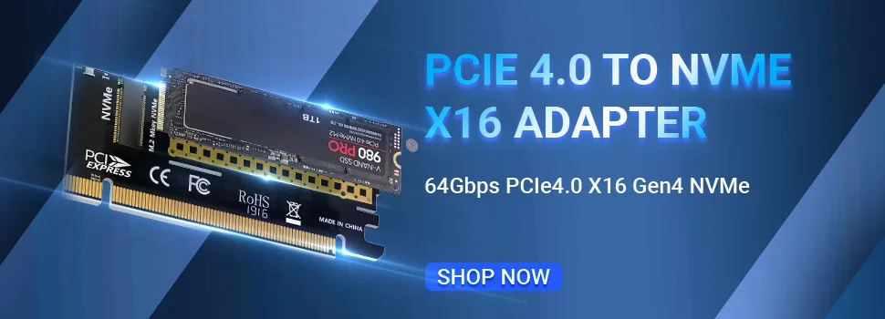 JEYI M.2 NVME zu PCIe Adapterkarte mit SSD-Kühlkörper, 64 Gbit/s SSD PCIe 4.0 X4 Erweiterungskarte für Desktop-PC, Gen4 Gen3 Gen2 – Detail 1