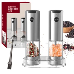 Deluxe Battery-Powered Salt and Pepper Grinder with Adjustable Coarseness (2Pcs Metal Shell)