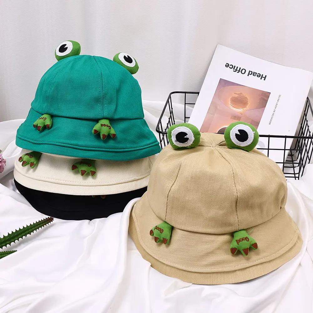 2023 New Cartoon Frog Bucket Hat Panama Fishing Cap Cute Froggy Hat Homme  Femme Bob Chapeau Outdoor Sun Fisherman Hats