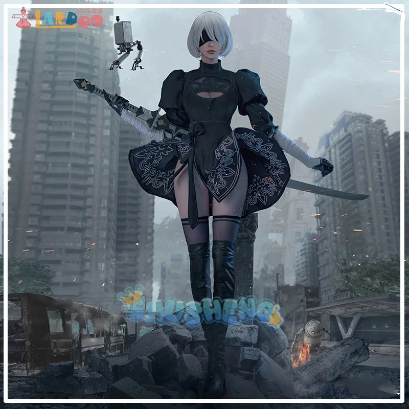 

Nier Automata Yorha 2B Cosplay Suit Anime Women Outfit Disguise Costume Set Fancy Halloween Girls Party Black Dress