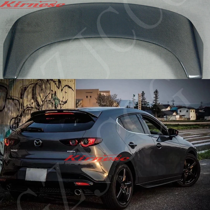 

For Mazda 3 Axela Hatchback 2020 Car Styling FRP+ Carbon Fiber Rear Spoiler Wing Tail Trunk Lid Cover Auto Decoration