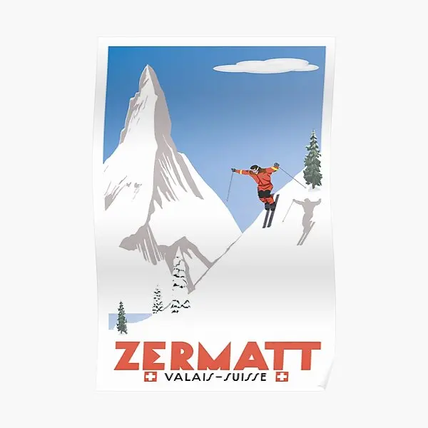 

Zermatt Valais Switzerland Ski Poster Decor Home Picture Wall Funny Print Room Painting Art Modern Vintage Mural No Frame