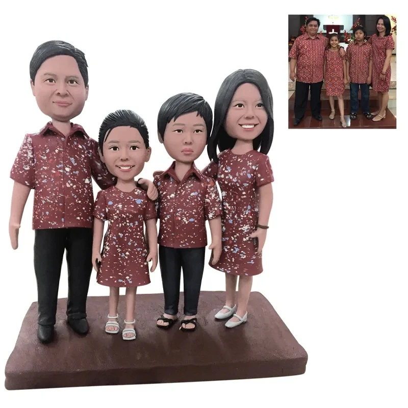 For 1-4 Person Handmade Sculpture Fully Customizable Statue Custom Bobblehead Birthday Anniversary Gift 2