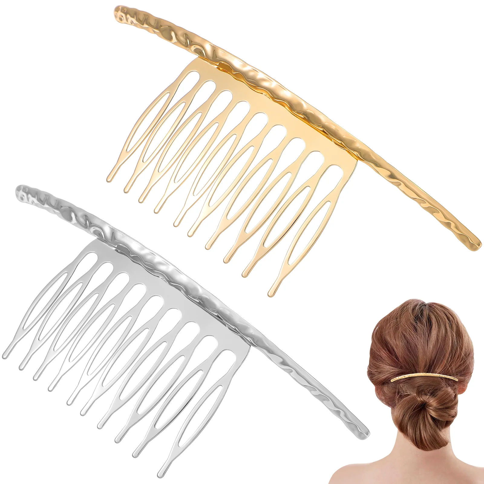 

2 Pcs Grace Accessories Straight Hair Comb Miss Clips Claw Alloy Girls Hairpins