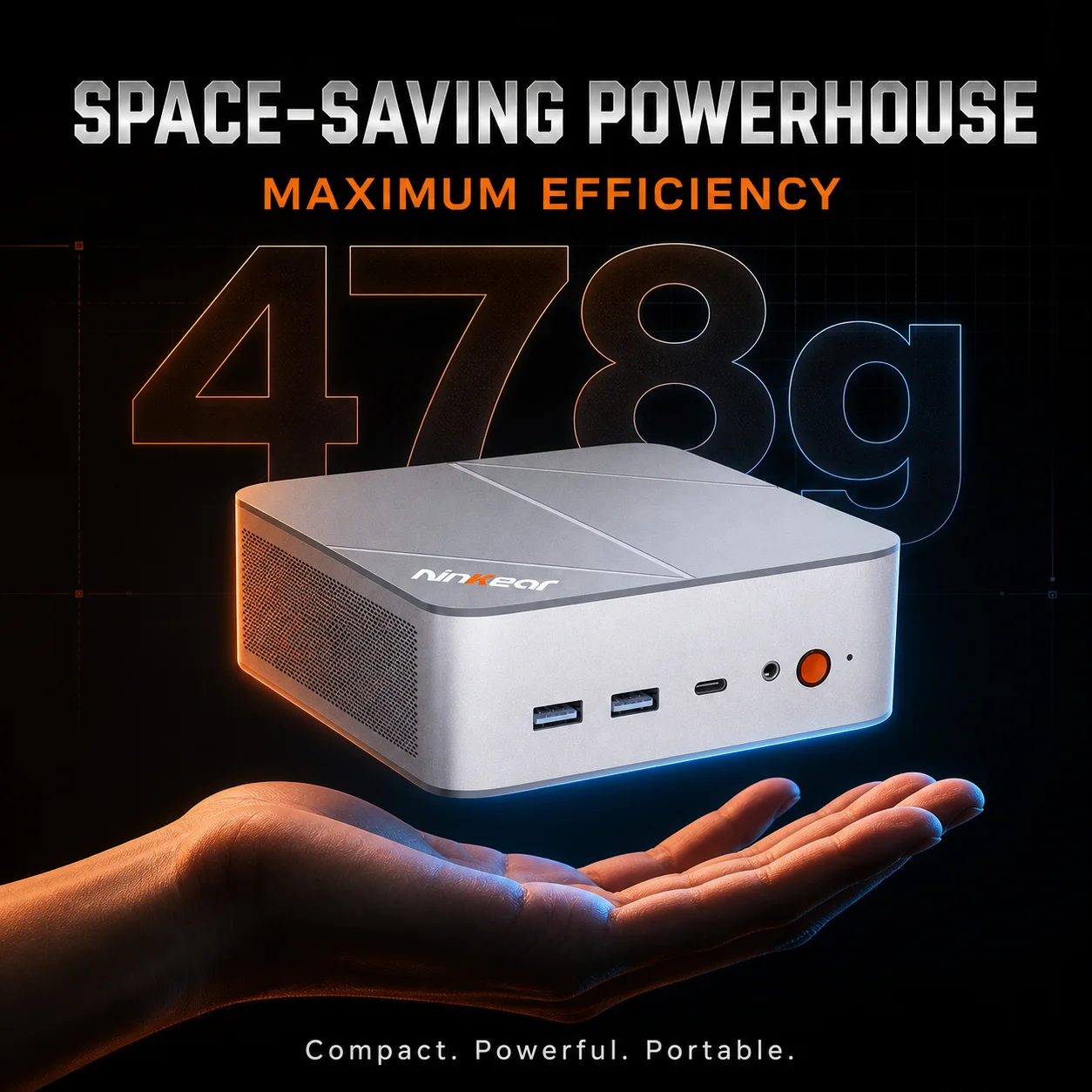 Ninkear M8 Mini PC AMD Ryzen 7 8745HS, Radeon 780M Graphics, 16GB DDR5 1TB SSD, 8K or Triple 4K Display, USB-C, USB 3.2, HDMI, DP 2.0, 2.5G LAN, WiFi 6, Windows 11 Pro