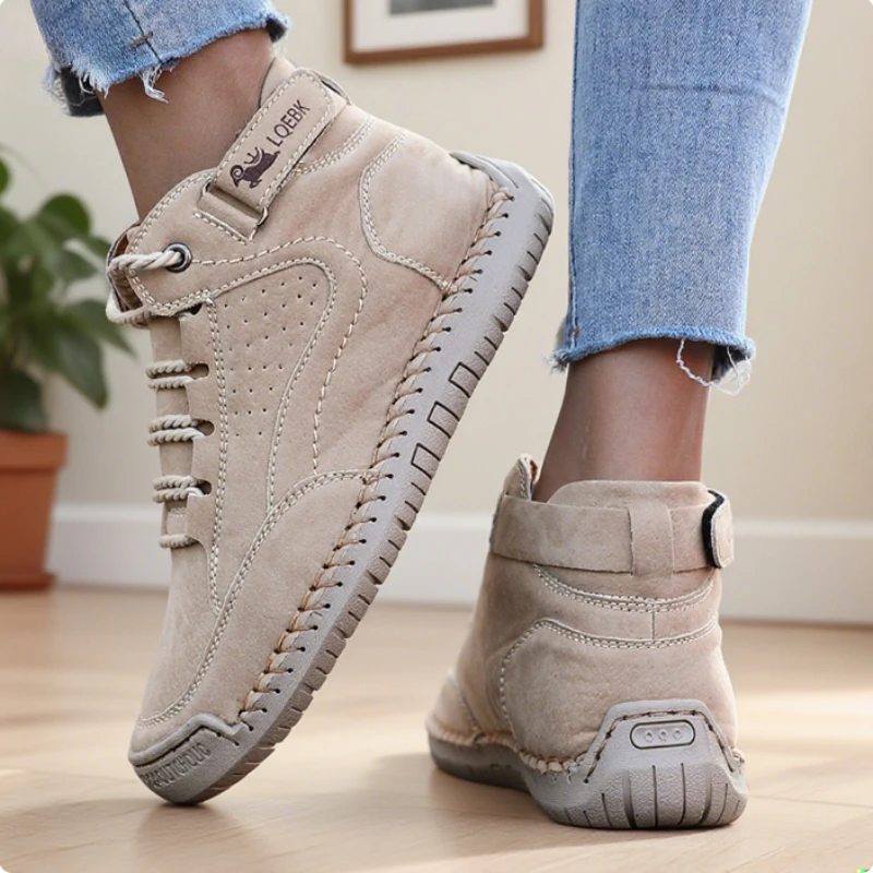 New 2025 Autumn Handmade Leather Women Boots Design Sneakers Man Breathable Casual Softer Shoes Men Ankle Boots Outdoor Boats