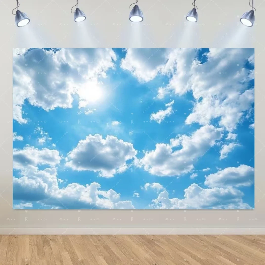 Blauer Himmel, weiße Wolken, Hintergrund, natürliche Landschaft, Heimparty-Dekoration, Hintergrund, Porträtfotografie, Banner, Babyparty-Requisiten – Detail 2