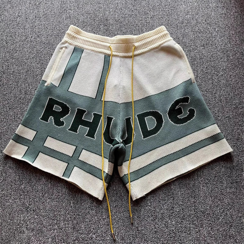 

Top Version Rhude Knit Jacquard Short Men Women 1:1 Shorts Breeches Haikyuu