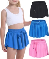 Children Shorts Girls Flowy Butterfly Shorts Athletic 2 in 1 Running Skirts Short Cheer Tennis Dance Preppy Kids Clothes 5-12Y
