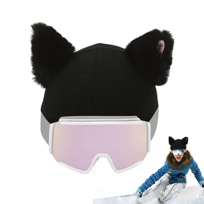 Cat Ears Ski Headgear Cover Winter Sport Headwear Men Women Single Board Helmet Head Cover Outdoor Warm Protection