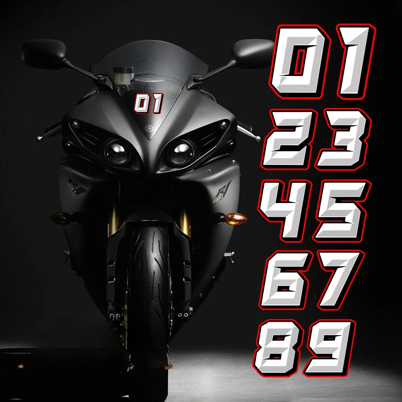 Racing Number Arabic Numerals 0 To 9 Motorcycle Tank Stickers DIY Helmet Creative JDM Decals Moto Head Vinyl Decor Funny Styling 2pcs car styling vinyl funny little devil eyes spay peeping motocycle bike helmet decal motorcycle stickers