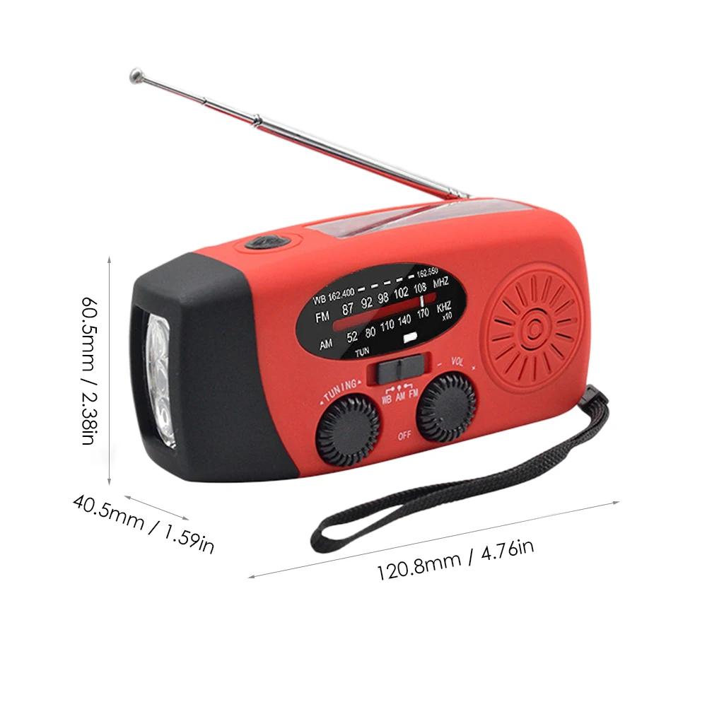Emergency Hand Crank Radio with LED Flashlight for Emergency AM/FM NOAA Portable Weather Radio Dynamo Radio with 2000mAh Power 6