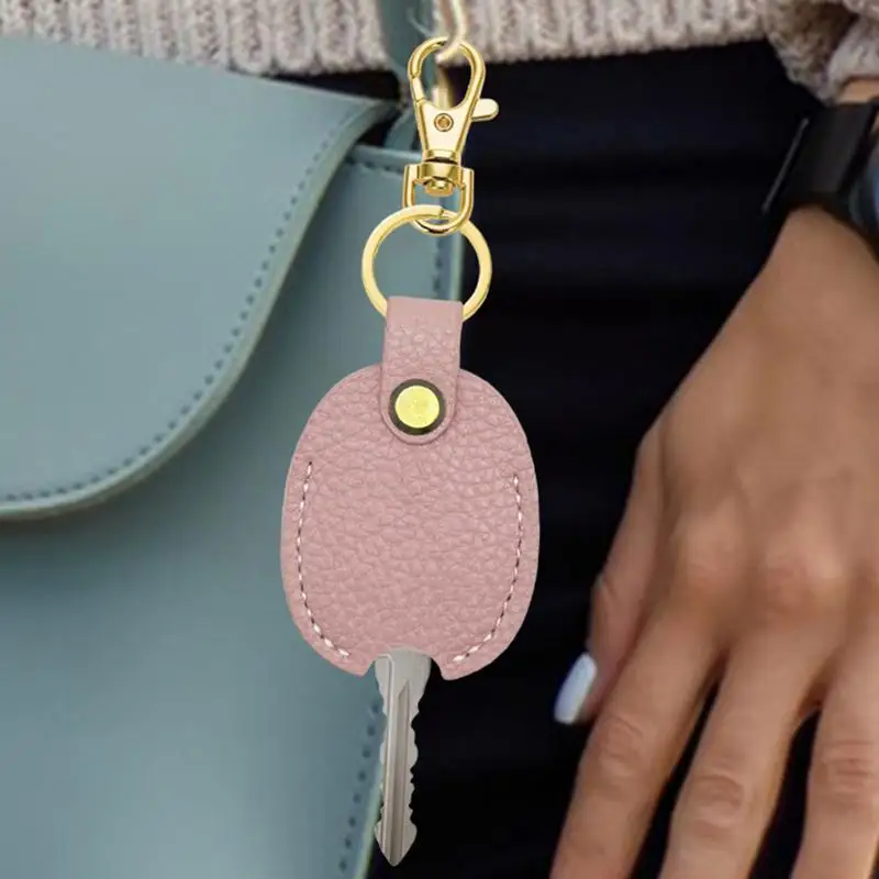 Leather Key Protector Car Key Loop Replacement Vintage Key Sleeve Stylish Keychain Leather Leather Key Sleeve For Women Men 5
