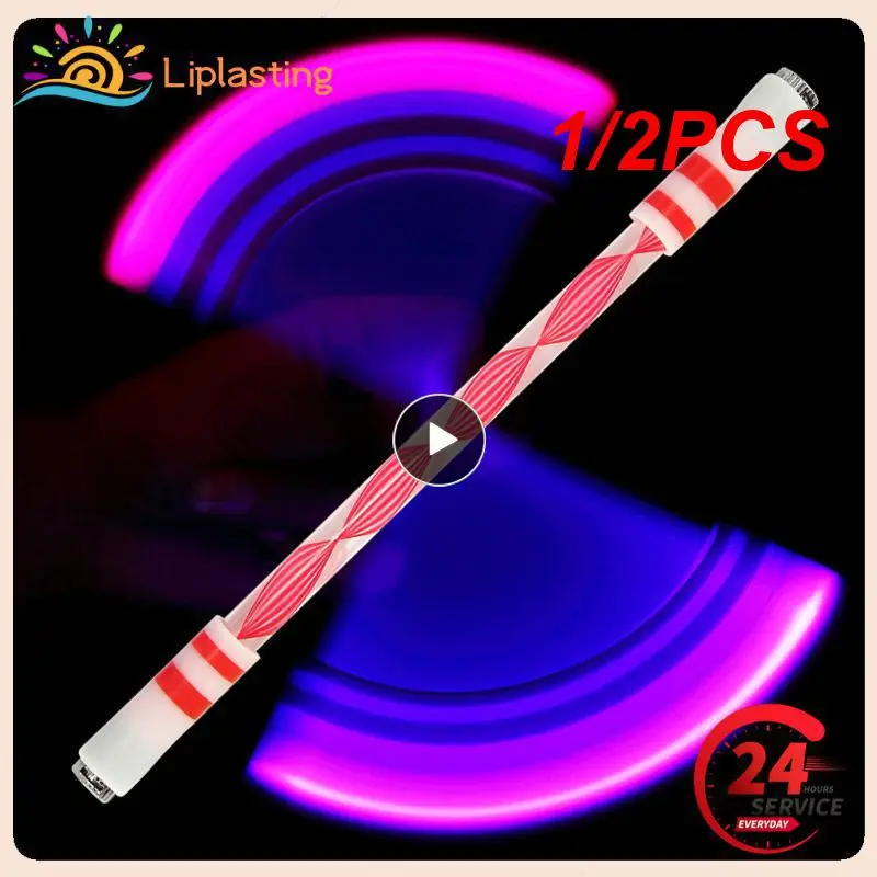 

1/2PCS Luminous Spinning Pen Creative Rolling Fingertip Rotating Gyro Pen Acrylic Plastic Kids LED Flashing Desktop Stress