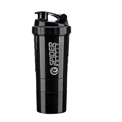 Triple-Layer Protein Shaker Cup with Mixing Technology for Exercise and Hydration (Black)