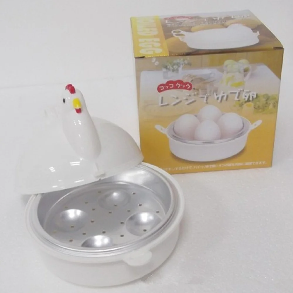 Kitchen Eggs Steamer Stainless Steel Chicken Shaped Microwave 4 Eggs Boiler Cooker Egg Poachers Novelty Kitchen Cooking Steamer