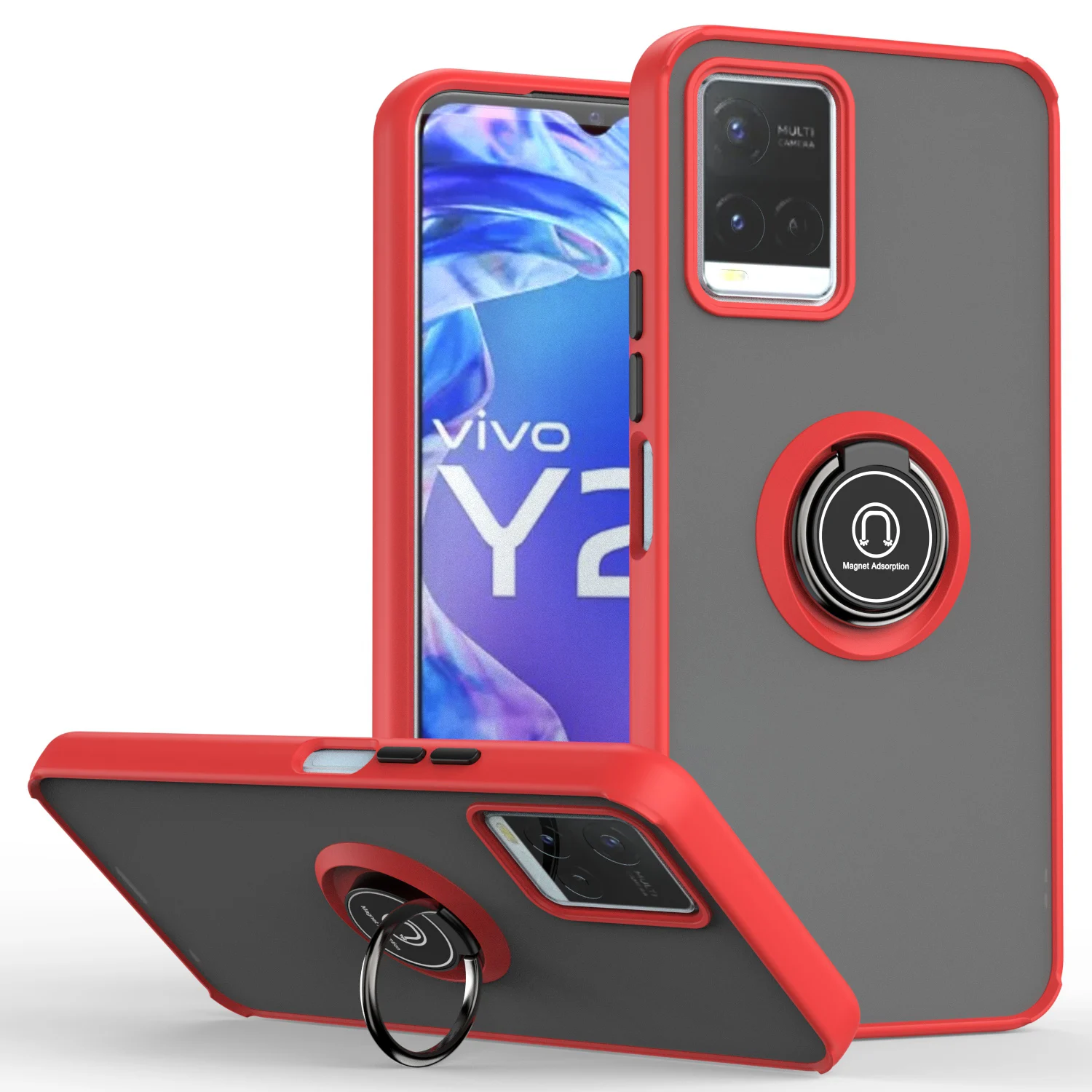 Magnetic Ring Holder TPU Bumper Shockproof Case For VIVO Y21 Y21S