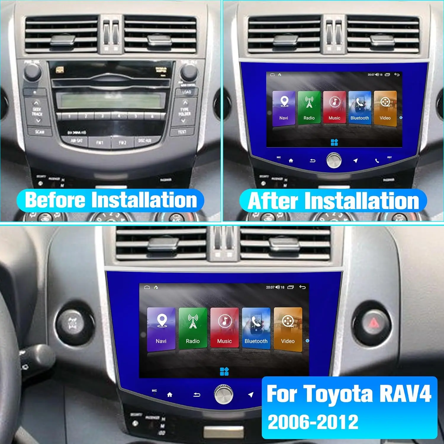 Car Radio For Toyota RAV4 2006-2012, Android 13 Car Radio with Navigation System