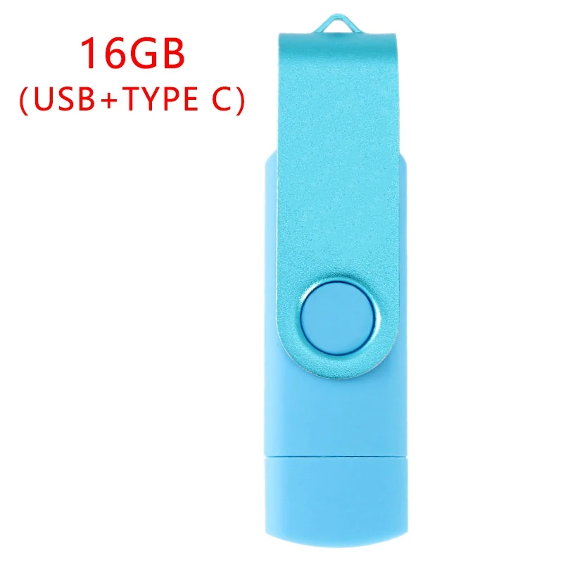 플래시 디스크, 산화 클립 (USB + C 타입), 3.0 16GB 플래시 메모리 U 디스크, 안드로이드 장치, PC, 태블릿, 맥 (블루)