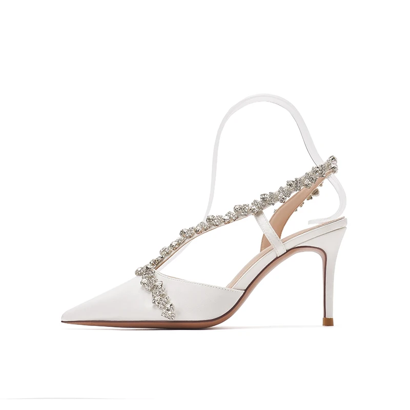 Spring Brand Women Slingback Sandals Pointed Toe Slip On Thin High Heel Ladies Elegant Pumps Shoes Drss Sandals L-101