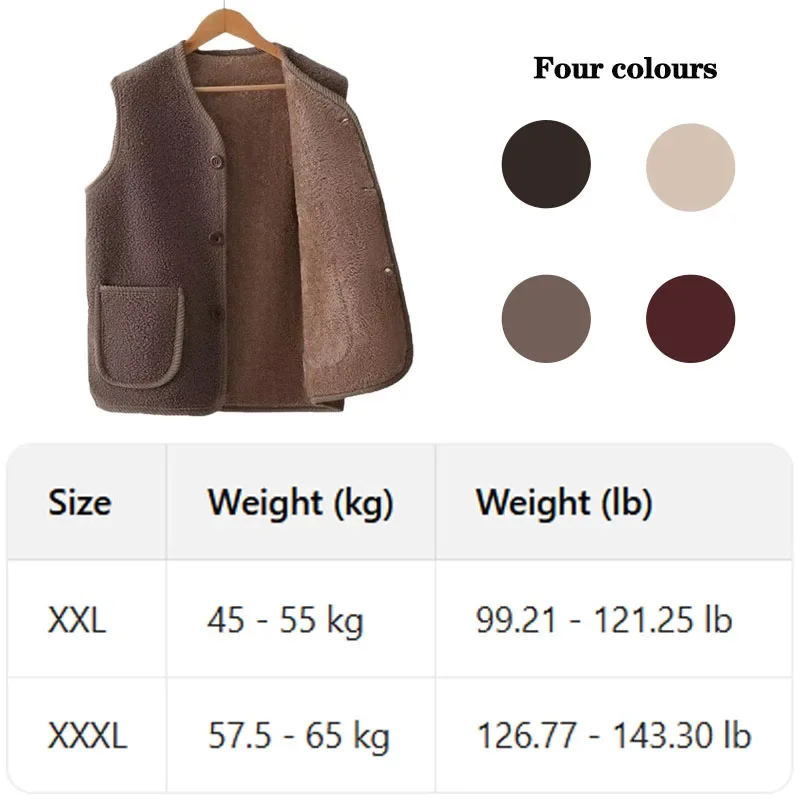 Lamb Wool Fleece Vest for Women Autumn Winter